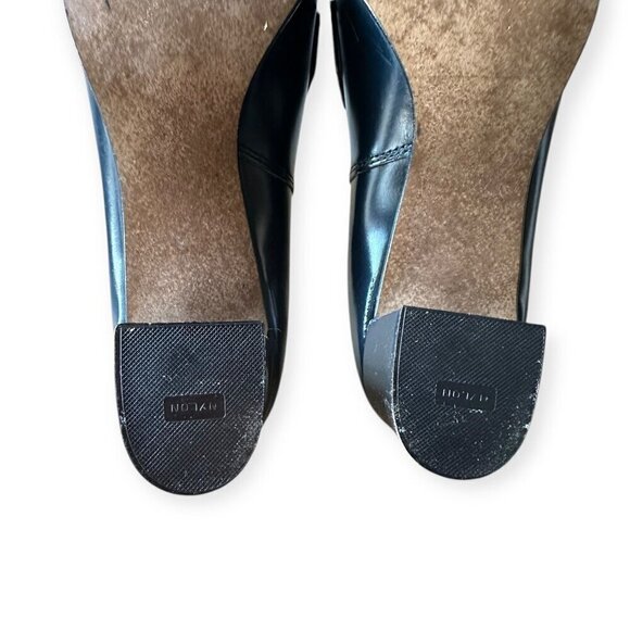 Vintage Navy Leather Slip On Heel with Large Buckles. Size 8.5. Inspirations by - Picture 11 of 13